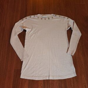 Soft Surroundings Pink Sweater Accent Buttons Size XS Polyester Viscose Nylon